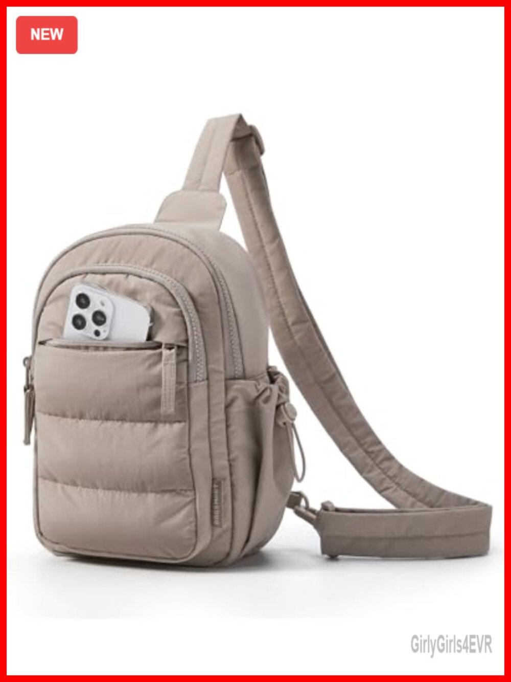 Small Sling Bag, Puffer Crossbody Bag with RFID Blocking, Water-Resistant